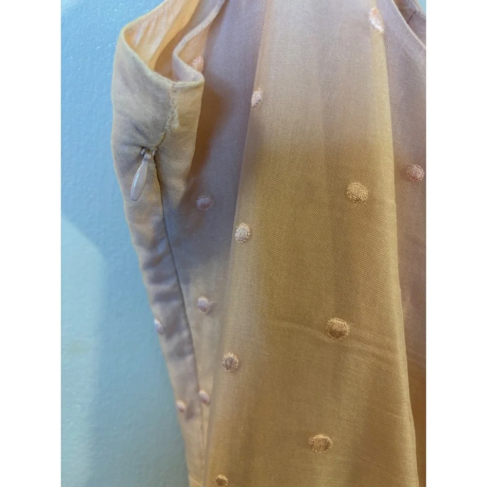Tara Jarmon Baby Pink Sheer Silk Asymmetrical Midi Dress 12 Fairycore - Picture 6 of 7